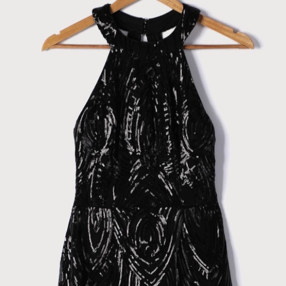 Lulus Catch Me There Black Sequin Halter Dress - Picture 4 of 13